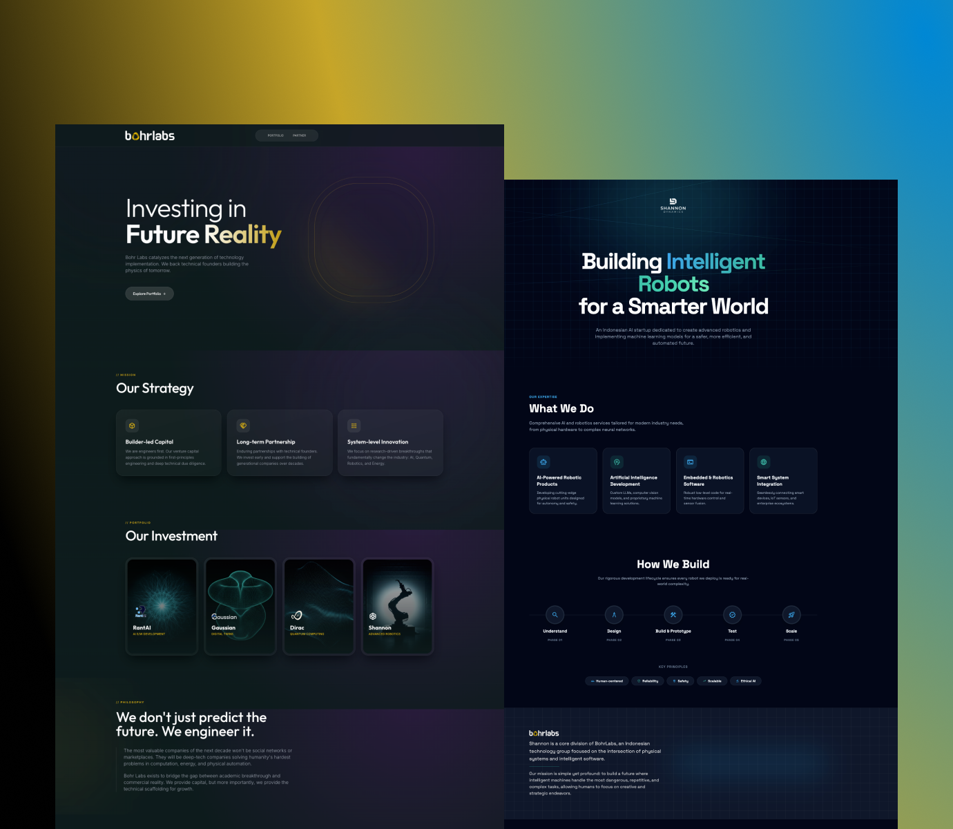 Two finished landing pages shown side by side